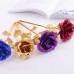 24K Gold Rose Flower Long Stem Golden Dipped Flower Valentine&apos;s Day Lovers&apos; Gift   372402002641
